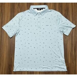 Palm Golf Co Palm Tree Golf Performance Polo Men's Size XL Heather Light Blue